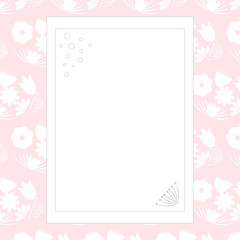 Page for notebook with floral pattern, simple design. Modern abstract vector design for paper, cover, fabric, interior decor. Soft pastel colors for kids/children bedroom