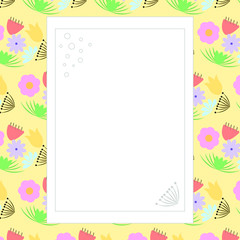 Page for notebook with floral pattern, simple design. Modern abstract vector design for paper, cover, fabric, interior decor. Soft pastel colors for kids/children bedroom