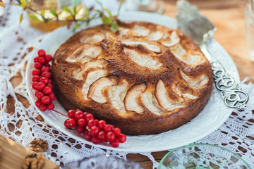 Delicios homemade apple pie on a plate