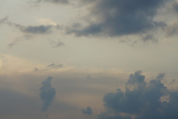 Blue orange grey cloudy sky