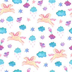 Pegasus seamless pattern