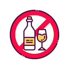 Alcohol allergy line color icon. Beverage intolerance. Non alcohol, sober. Healthy lifestyle. Sign for web page, mobile app, button, logo. Vector isolated element. Editable stroke.