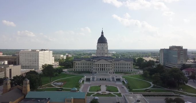 Drone Ascending over Kansas State Capital Building