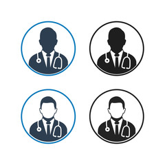 Doctor Icon set. Flat style vector EPS.