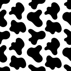 Cow spots seamless black pattern or animal print or dalmatian dog stains. Vector illustration Eps 10