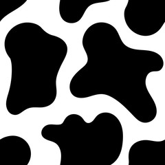 Cow spots seamless black pattern or animal print or dalmatian dog stains. Vector illustration Eps 10