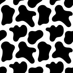 Cow spots seamless black pattern or animal print or dalmatian dog stains. Vector illustration Eps 10