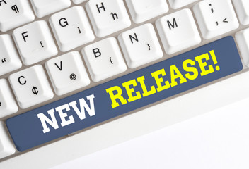 Conceptual hand writing showing New Release. Concept meaning announcing something newsworthy recent...