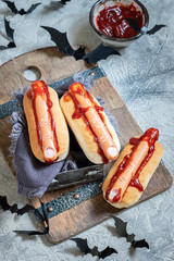 Creepy Halloween hot dogs look like a bloody fingers