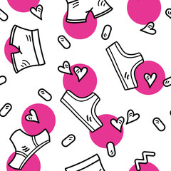 Vector illustration, funny seamless pattern with different types of underpants.