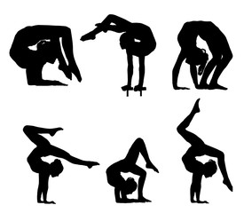  silhouettes of gymnasts vector
