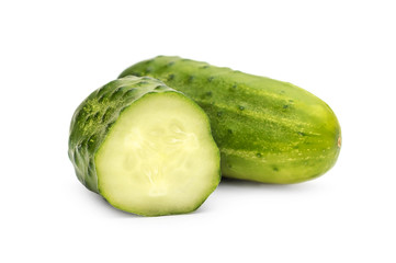 Cucumbers on white background. Close up.