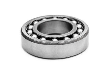 Metal bearing on white background. Close up.