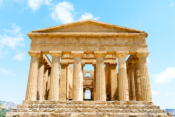 Well-preserved temple of Concordia in the valley of temples in Agrigento, Sicily