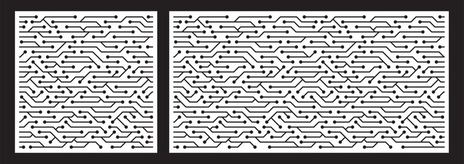 Laser cutting template for decorative panel. Abstract circuit pattern. Vector illustration.