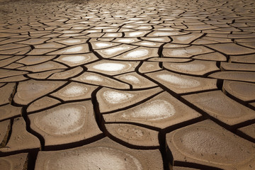 Detail of clay cracked due to lack of water 