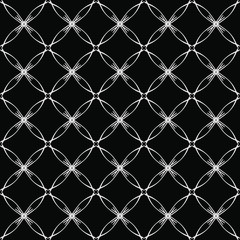 Naklejka premium Seamless oriental pattern with Arabic ornaments. White lines on a black background.