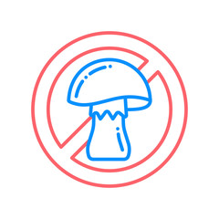 Mushroom free line color icon. Allergenic ingredient. Food intolerance. Sign for web page, mobile app, button, logo. Vector isolated button. Editable stroke.