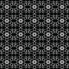 Seamless oriental pattern with Arabic ornaments.  White lines on a black background.