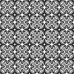 Seamless oriental pattern with Arabic ornaments.  White lines on a black background.