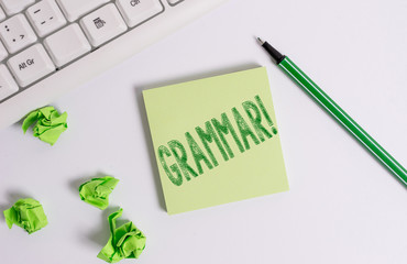 Conceptual hand writing showing Grammar. Concept meaning whole system structure language syntax and...
