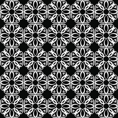 Seamless oriental pattern with Arabic ornaments.  White lines on a black background.
