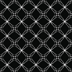 Seamless oriental pattern with Arabic ornaments.  White lines on a black background.