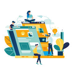 vector creative illustration, online news, social networks, virtual communication, information search, company news