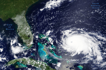 Hurricane Dorian in the Carribean Sea on its way to US mainland in August 2019 - Elements of this...