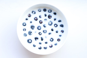 fresh blueberries with milk