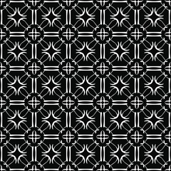 Seamless oriental pattern with Arabic ornaments.  White lines on a black background.