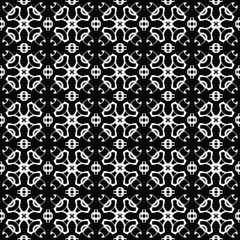 Seamless oriental pattern with Arabic ornaments.  White lines on a black background.