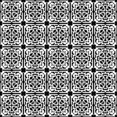 Seamless oriental pattern with Arabic ornaments.  White lines on a black background.