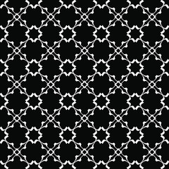 Seamless oriental pattern with Arabic ornaments.  White lines on a black background.