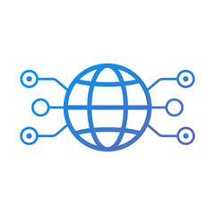 Hub network connection isolated minimal blue flat line icon