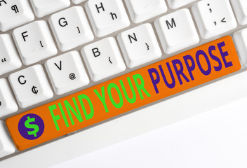 Conceptual hand writing showing Find Your Purpose question. Concept meaning reason for something is...