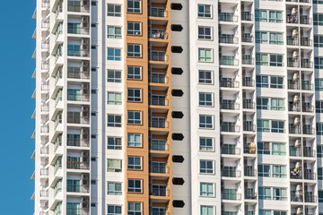 Fototapeta premium Background texture of many balconies on high-rise apartment building