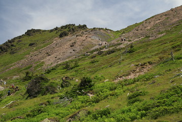 Fototapeta na wymiar 日光白根山（奥白根山）山頂への道　山頂の風景