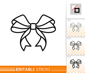 Bow ribbon gift decor single thin line vector icon