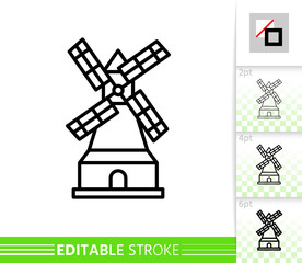 Windmill mill farm simple thin line vector icon