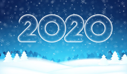 2020 number text banner winter sky backdrop vector