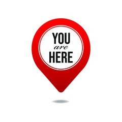 You are here sign icon mark. Destination or location point concept. Pin position marker design.
