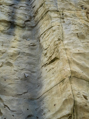 Cliff with iron mounts for rock climbers training