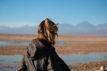 Young Tourist Woman at Atacama Desert