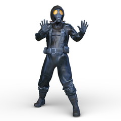 ガスマスク男性