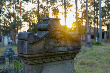 Ancient Weathered Grave Yard Head Stones