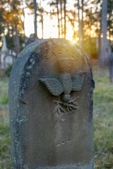 Ancient Weathered Grave Yard Head Stones