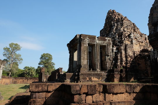 The ruins of an ancient Cambodian temple. The ruins of the temple of Pre Rup.