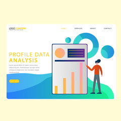  Set of Data Analysis Landing pages template for business, finance, data analysis and marketing. Modern flat design concept. Web page design for website and mobile website. Flat vector illustration.