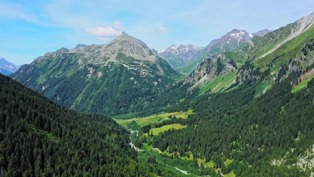 Beautiful Switzerland from above - the Swiss Alps - aerial timelapse shot